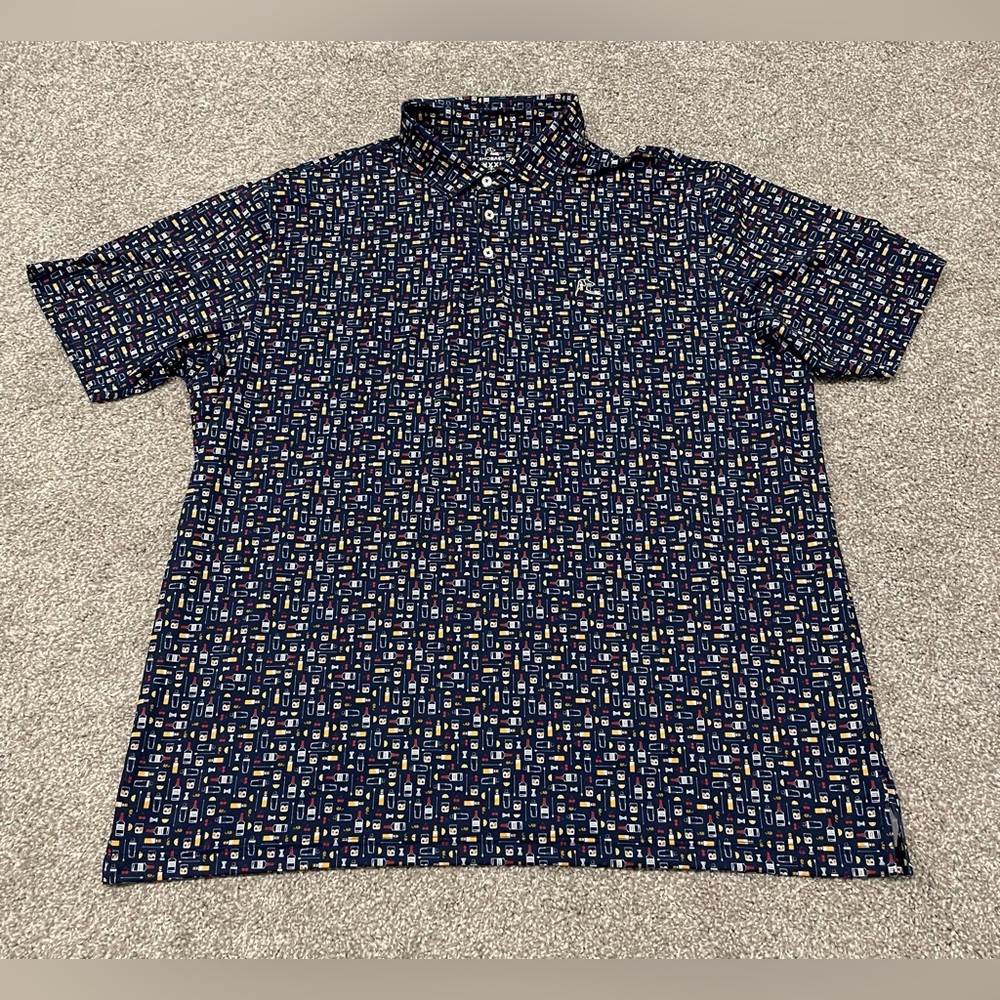 Rhoback Polo Mens XXXL Navy The Old Fashioned Cocktail Short Sleeve Golf Polo